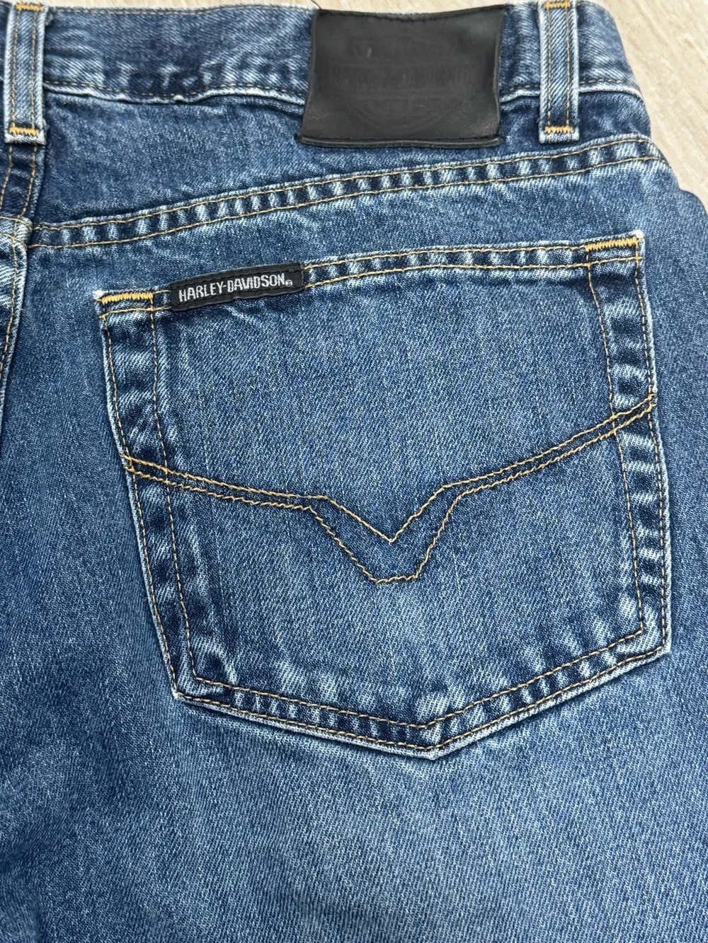 Harley Davidson Blue Denim Jeans Men’s 36x32 Straight Leg Y2K ‘08 Moto Biker